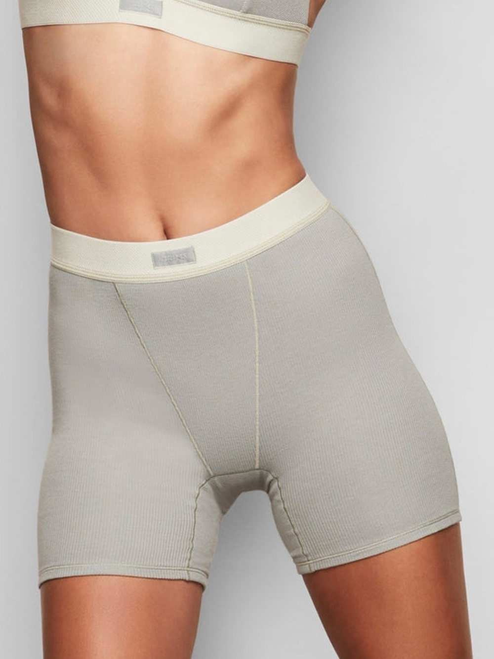 🌿🌼SKIMS NWOT- Cotton Ribbed Boxer- in Mineral🌼🌿